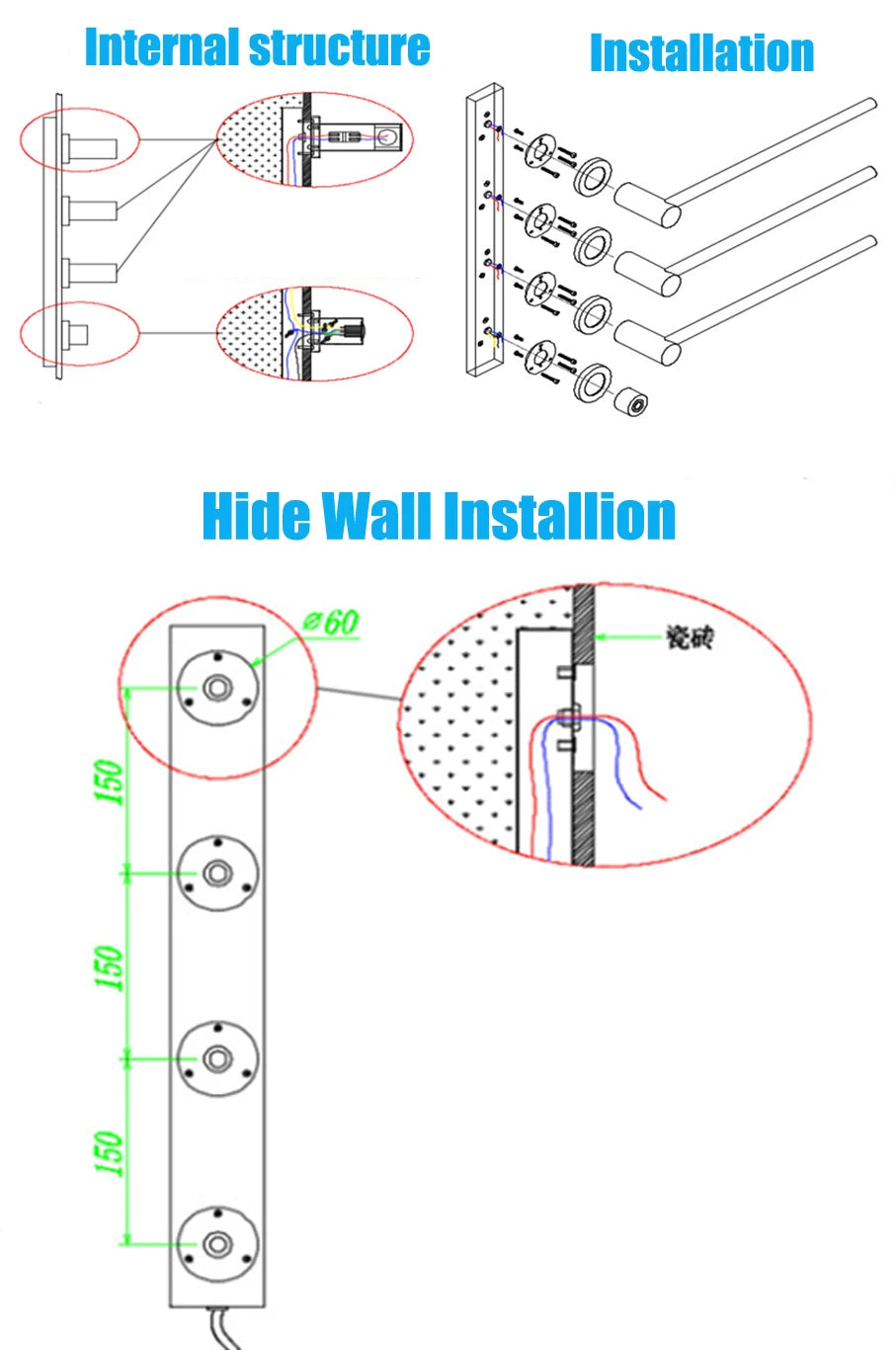 Golden Bathroom Electric Bath Towel Warmer, Hidden Connection, Thermostatic Heating Shelf Rack, Household, 55 ℃, Five-Bar - Stereotech