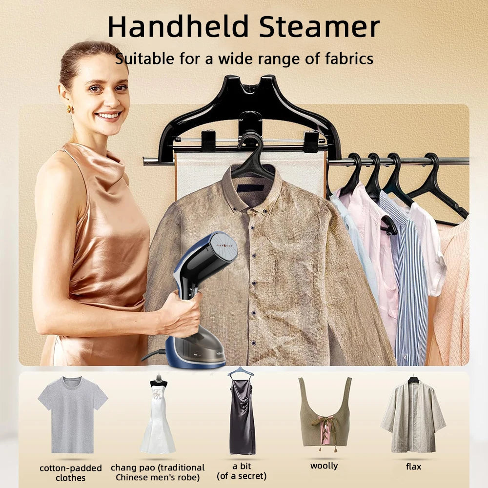 Portable Steam Hanging Iron 1500W Steam Maker Handheld Garment Steamer Overheat protection  Auto off with brush head included