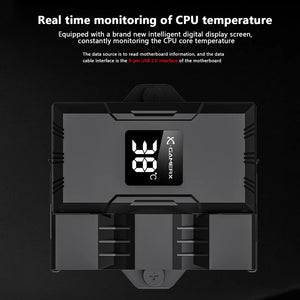 Power Train X-Gamerx Z-1300 ARGB CPU Cooler with Digital Temperature Display Radiator 4 Heat pipes For LGA1700/1200 115X AM4 AM5