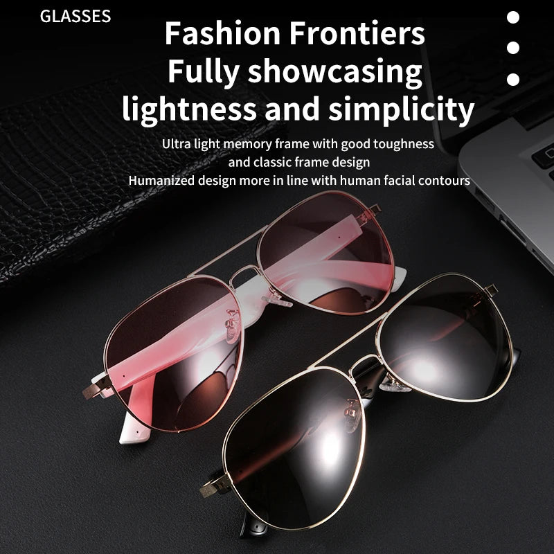 Bluetooth Sunglasses Smart Audio Glasses Nylon Lenses Dual Speakers Support Bluetooth Calls Music Eyeglasses For Men Women