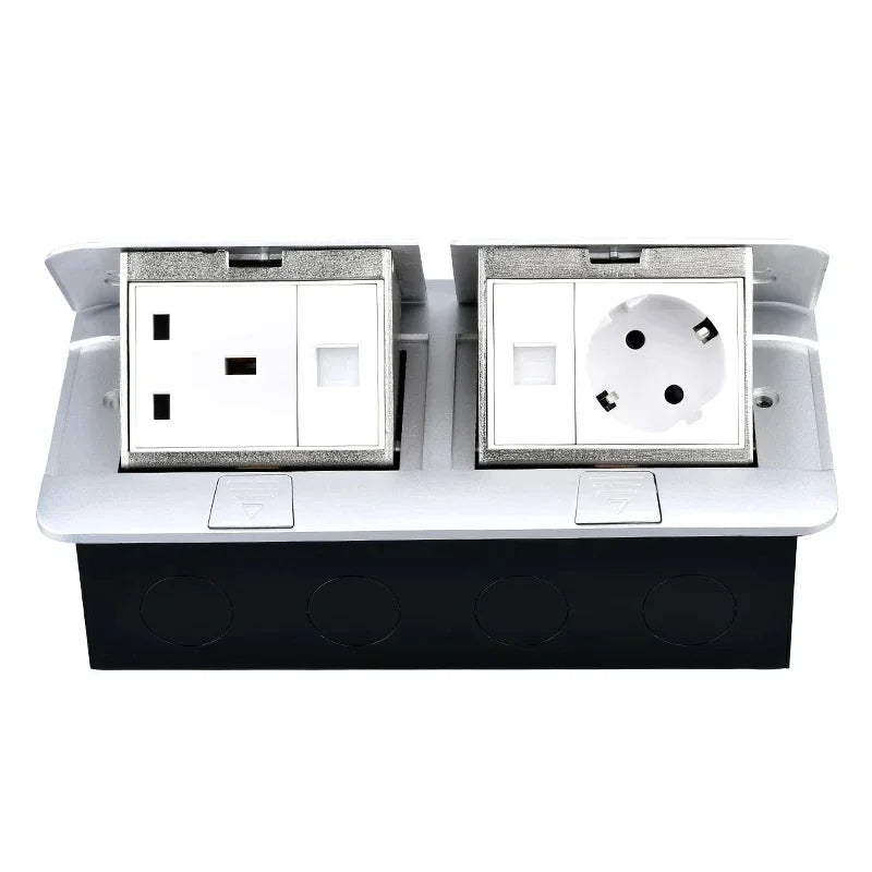 EU Floor Socket Hidden Desktop Socket with USB HDMI TV Cabinet Electrical Outlet Recessed Power Strip Table Socket 120x220mm