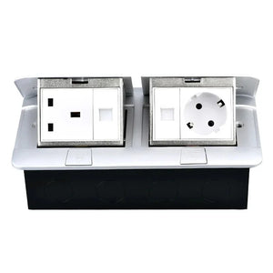 EU Floor Socket Hidden Desktop Socket with USB HDMI TV Cabinet Electrical Outlet Recessed Power Strip Table Socket 120x220mm