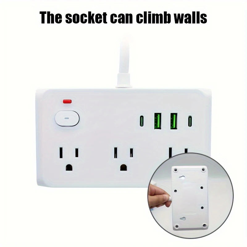 10Ports Power Strip US Plug 6AC Outlets Electrical Socket Extension Cord USB Type C Charger Fast Charging Network Filter Adapter