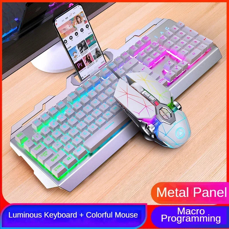 GX2 Wired Combo 104 Keys LED Light Changeable Waterproof RGB Backlit Gaming Mechanical Keyboard And Mouse Set for Desktop Laptop