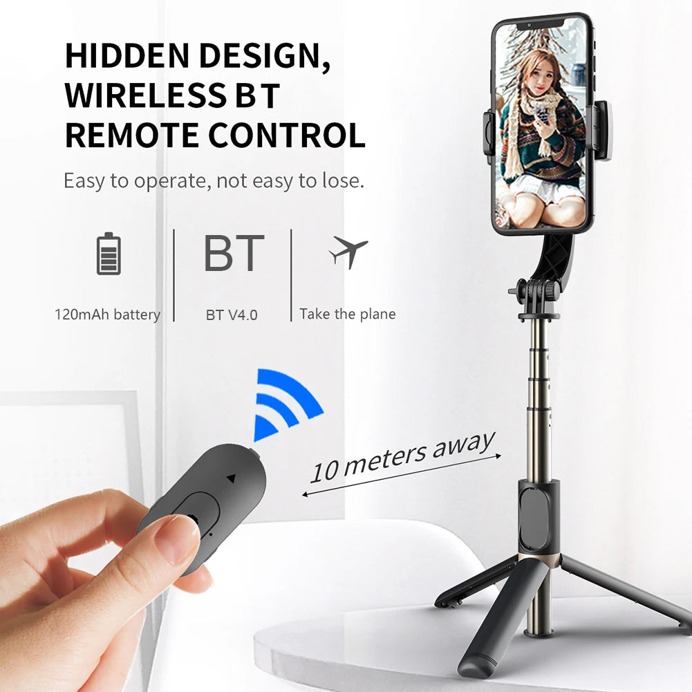 Q08 Bluetooth-Compatible Handheld Stabilizer Aluminum Alloy Phone Tripod Stabilizer Portable for Phone Holder Video Record