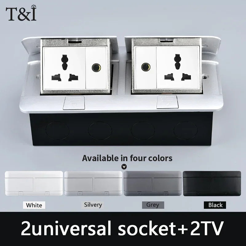 EU Floor Socket Hidden Desktop Socket with USB HDMI TV Cabinet Electrical Outlet Recessed Power Strip Table Socket 120x220mm