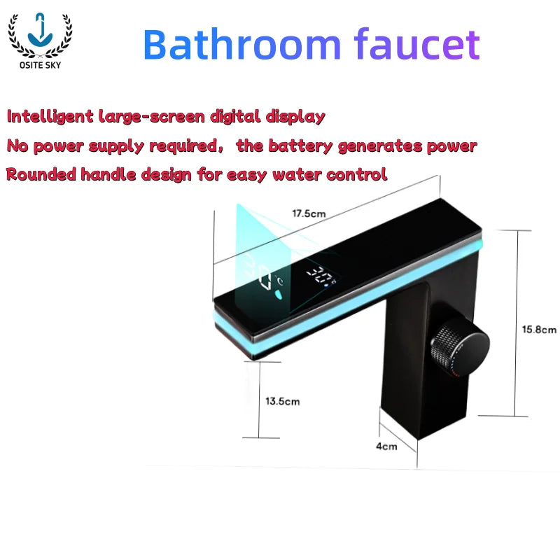 LED Ambient Light Intelligent Display Temperature Honeycomb Filter Anti-splash Hot and Cold Water Bathroom Faucet