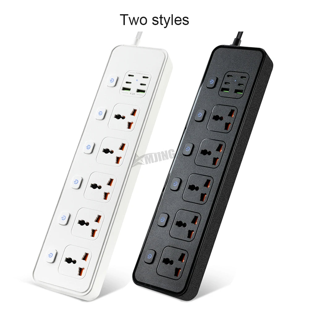 Universal Multi Outlet Strip Extension Power Strip UK To EU Plug Adapter 13A 250V 3250W High Capacity Socket 2M Cable Line Board