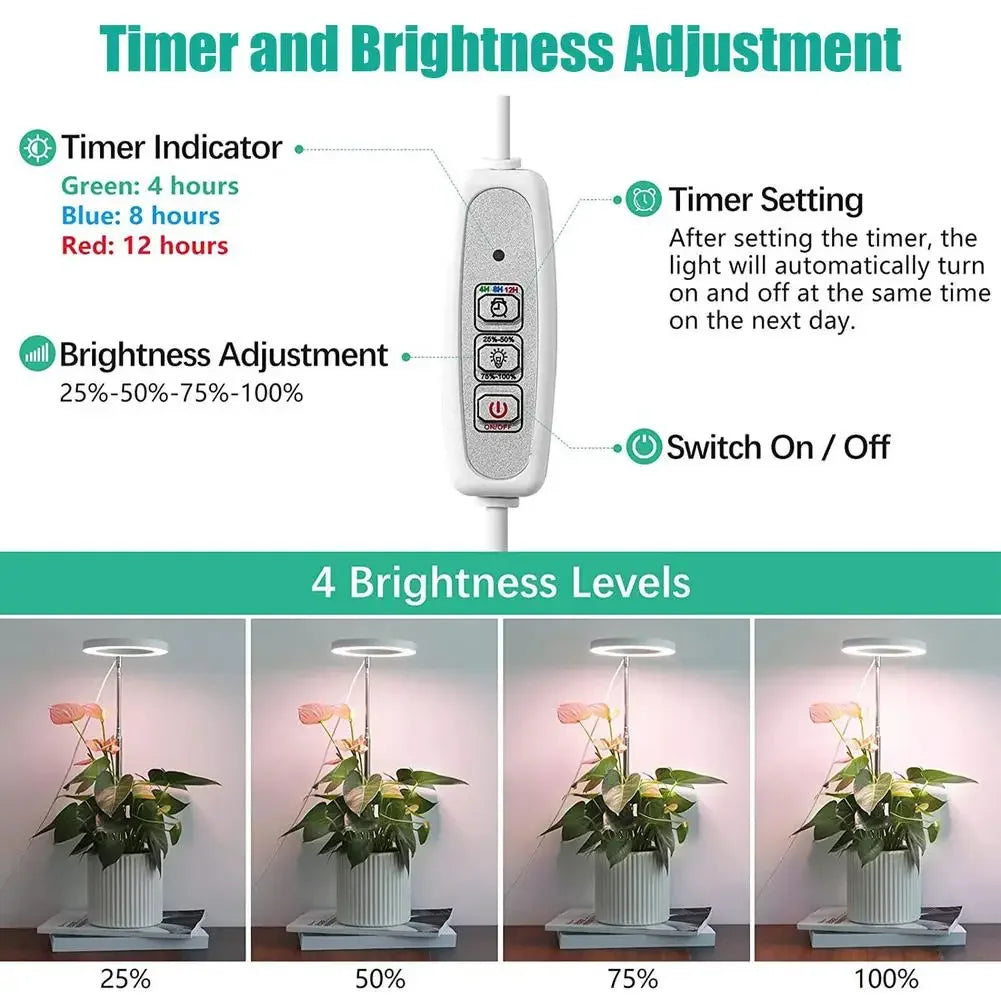 Led Telescopic Plant Grow Light Full Spectrum Timing Plant Growing Lamp For Succulent Flowers Indoor Plants