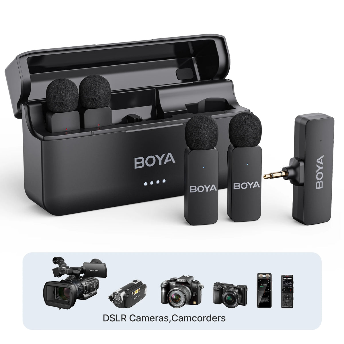 BOYA BY-V4 Four-channel Wireless Lavalier Microphone for iPhone 15 Series Type C Smartphone Lapel Mic for Youtube Recording Vlog