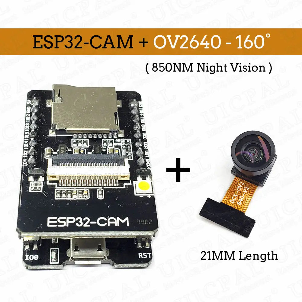 OV2640 ESP32 Cam Set with DVP 24pin Camera 66 120 160 Degree 850nm Night Vision 2MP 2.4 GHz 8MB PSRAM Wireless Bluetooth Module