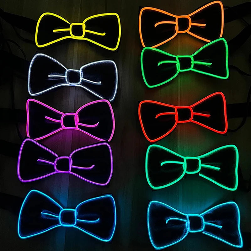Men Glowing Bow Tie EL Wire Neon LED Luminous Party Haloween Christmas Luminous Light Up Decoration Bar Club Stage Prop Clothing