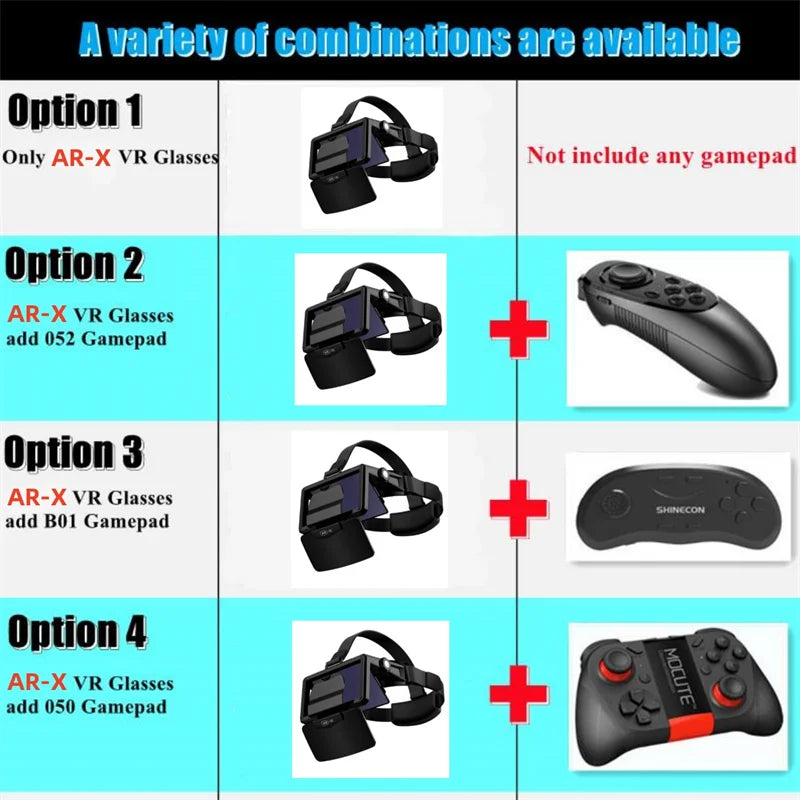 AR-X VR Glasses Virtual Reality 3D Glasses HD IMAX Game Cardboard VR Headset For 4.7-6.3&quot; Smartphone Foldable Enhanced VR Helmet