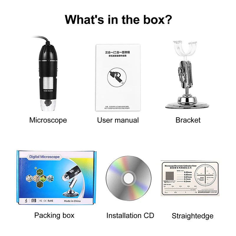 1600X Digital Microscope Camera 3in1 Type-C USB Portable Electronic Microscope Camera LED Magnifier For Soldering Phone Repair