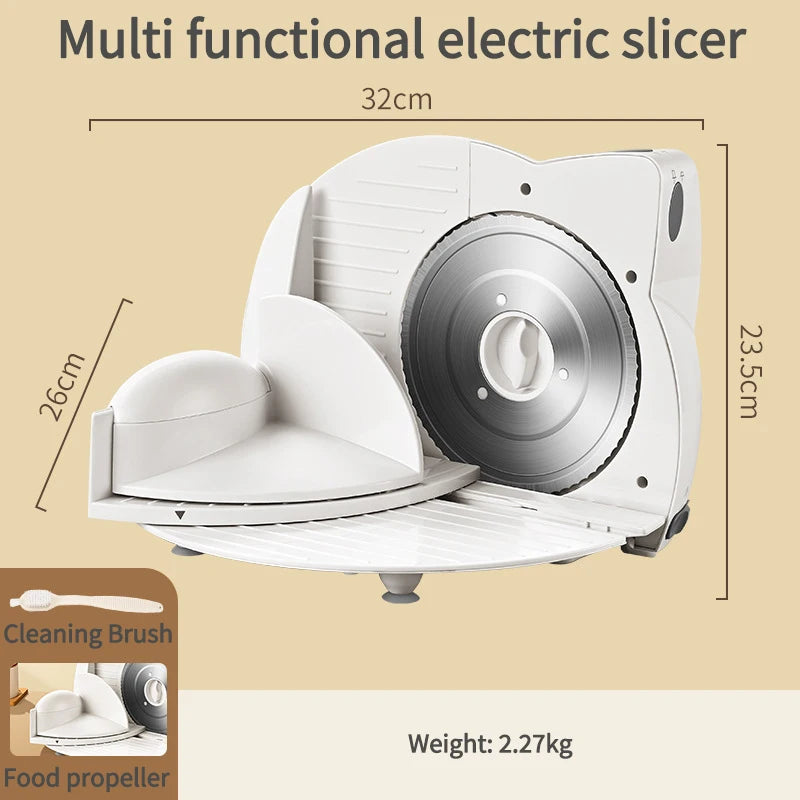 Home Electric Meat Slicer Cutting Beef Mutton Roll Vegetable Bread Machine Detachable Stainless Steel Knife Adjustable Thickness