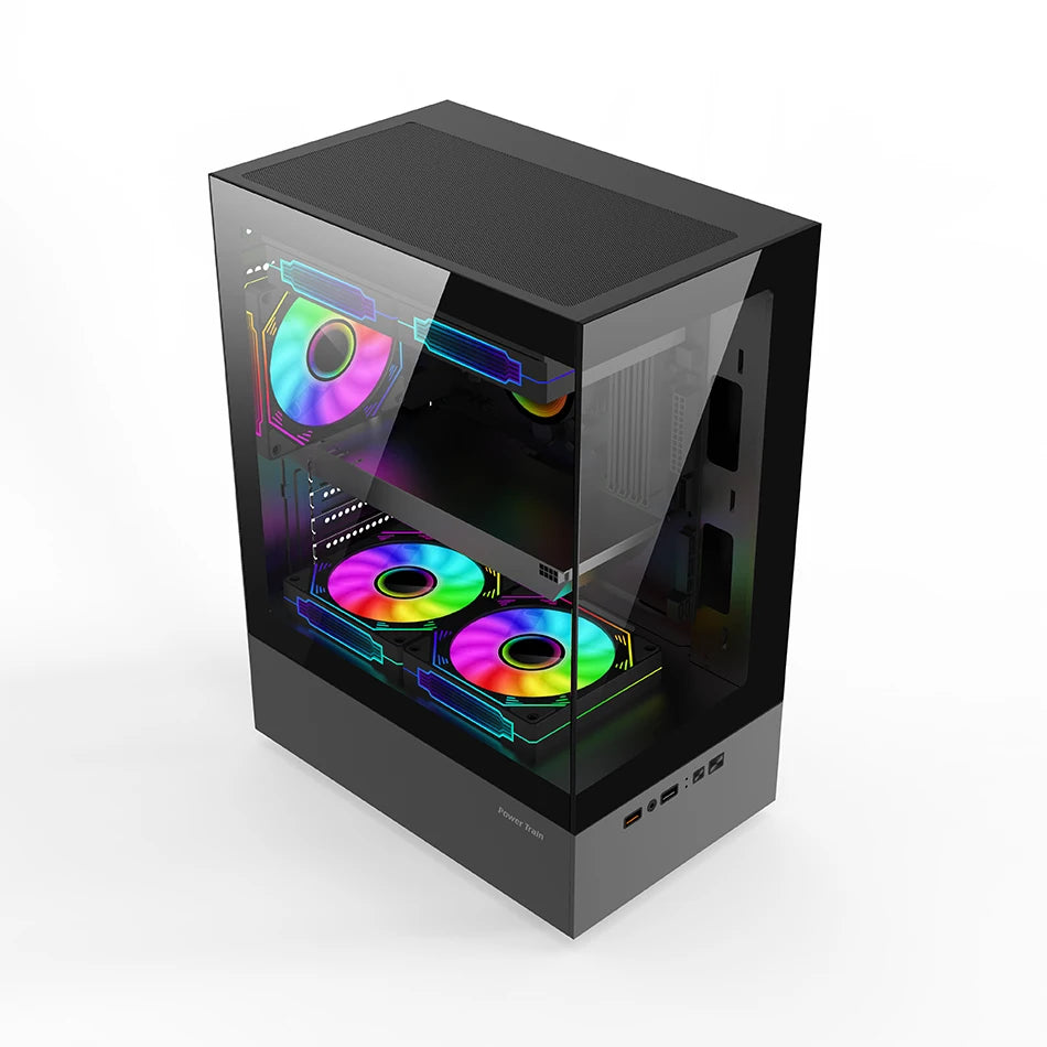Power Train Illusionary Realm Computer Case M-ATX/ITX Seaview Room Side Transparent Desktop Chassis Support 240 Water Cooler - Stereotech