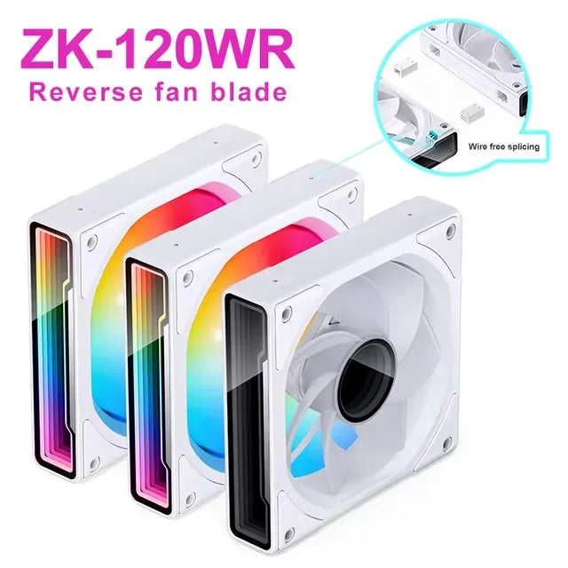JONSBO ZK-120 3 in 1 Wire-free Splicing PC Case Fan 3Pin ARGB Motherboard Sync 12CM PWM Infinite Mirror Mute Chassis Cooling Fan