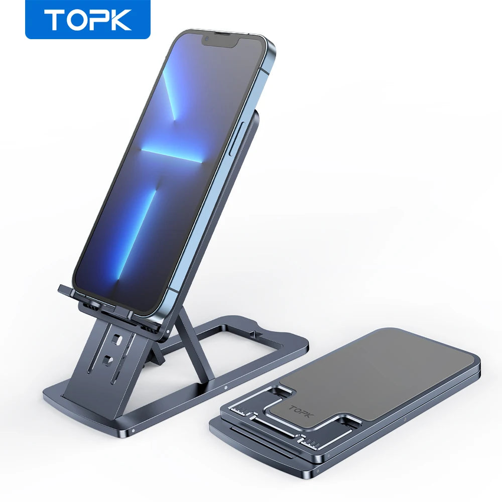 TOPK D06-L Universal Desktop Mobile Phone Tablet Holder For IPhone IPad  Metal Adjustable Portable Foldable Laptop Stand Holder - Stereotech
