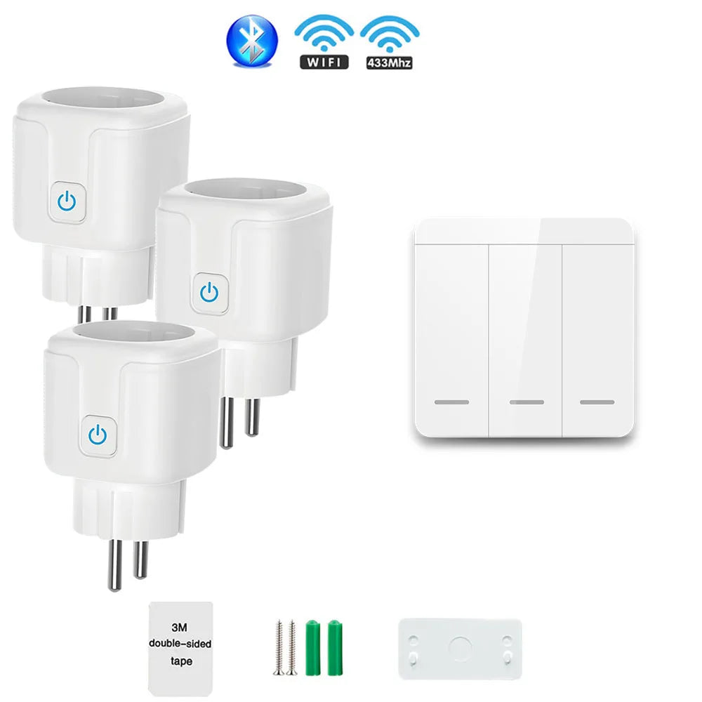Tuya Smart Life RF 433Mhz Wireless Mini Smart Socket Switch 16A Electrical Outlet Remote EU Plug Voice Control Google Home Alexa
