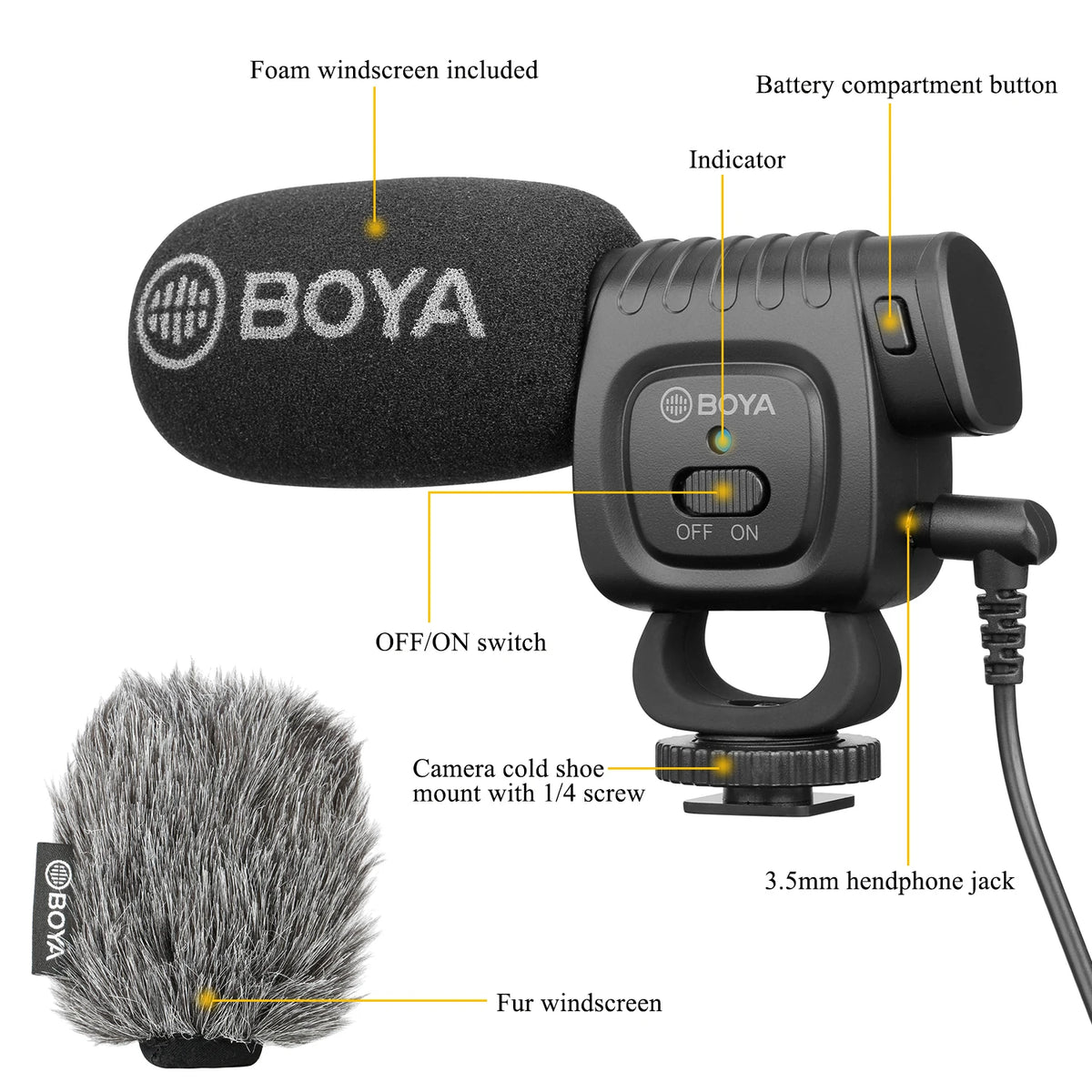 BOYA BY-BM3011 Cardioid Condenser Shotgun Microphone for PC Mobile Phone DSLR Cameras Live Streaming Youtube Recording Vlog