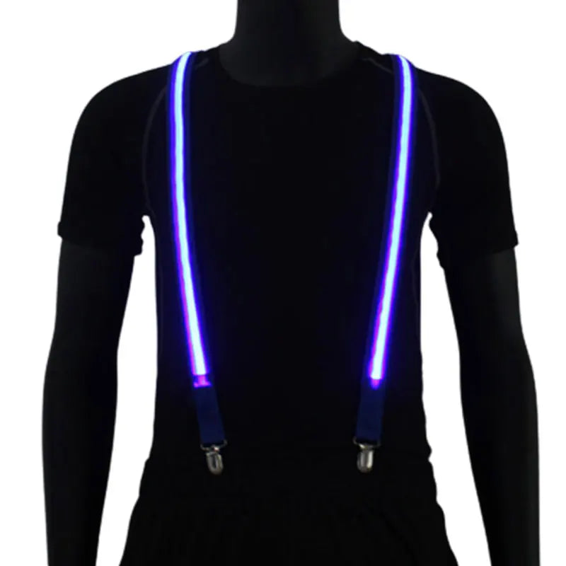 Men&#39;s LED Suspenders Luminous Costumes Light Up Bowtie, Burning Man Costume Party Perfect for Music Festival Party