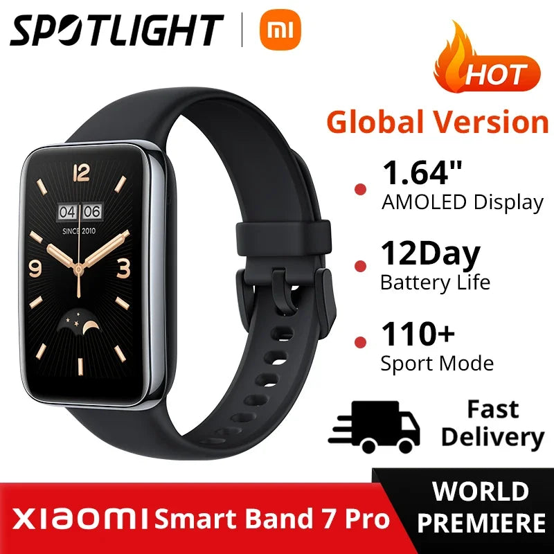 Global Version Xiaomi Band 7 Pro 1.64&#39;&#39; AMOLED 2.5D Curved Display Built in GPS Blood Oxygen Always On Watch Face Smart Band