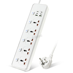 Universal Multi Outlet Strip Extension Power Strip UK To EU Plug Adapter 13A 250V 3250W High Capacity Socket 2M Cable Line Board