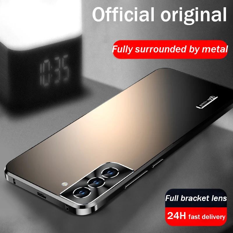 Metal Shell For Samsung Galaxy S24 S23 S22 S21ultra Phone Case Built in Lens protection titanium alloy mobile protect back cove