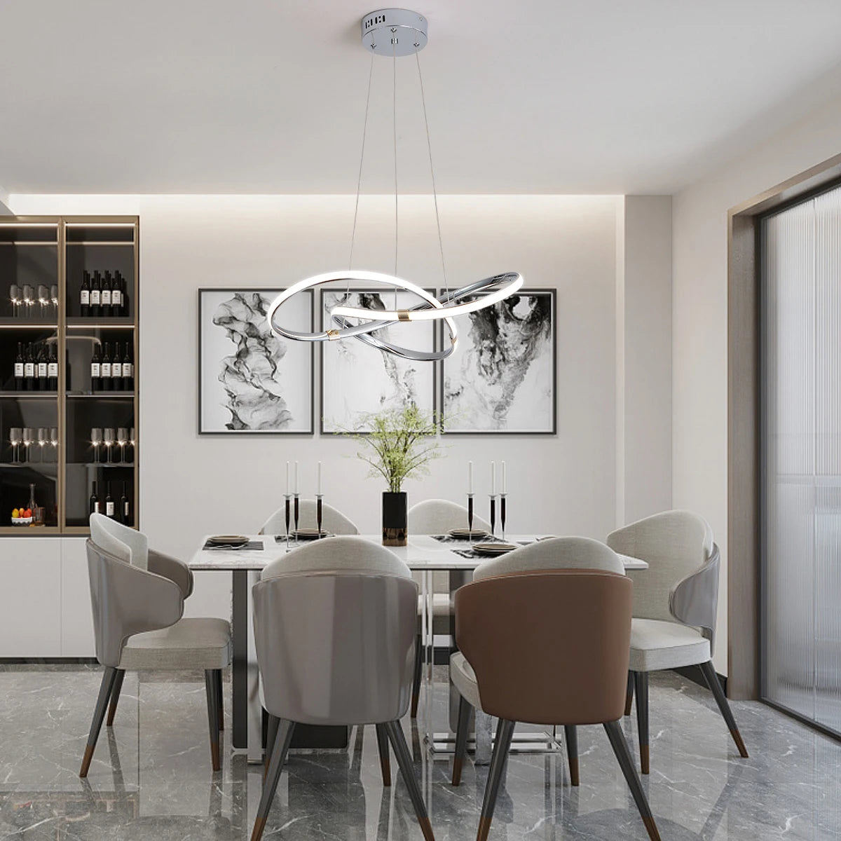 Dia540mm Modern Led Pendant Chandelier Lamp 90-265V Suspension Hanging Chandelier Lights for Dinning Kitchen Room Bar Shop - Stereotech