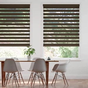 Smart Motorized Zebra Blinds Work with Alexa, Remote Control Smart Blinds, 90% Blackout Light Filtering Day Night Sheer Shades