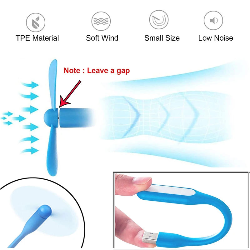 6Pcs Mini USB Fan Flexible Bendable Fan For Power Bank Laptop PC AC Charger Portable Hand Cooling Fan For Computer Summer Gadget - Stereotech