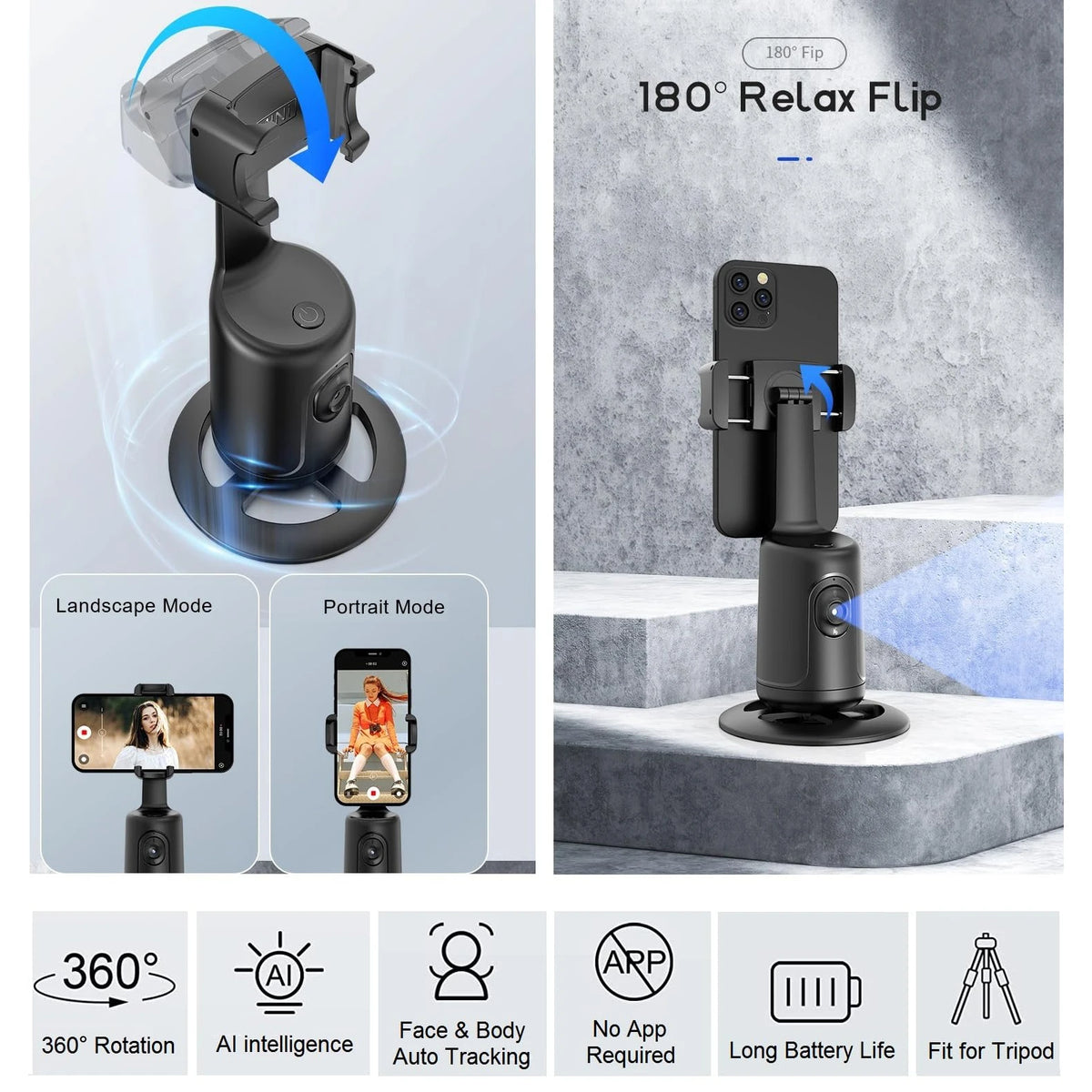 Auto Tracking Phone Holder Auto Face Tracking 360 Rotation Fast Face &amp; Object Tracking Cameraman Robot