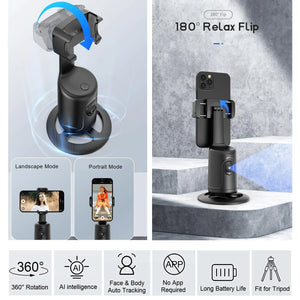 Auto Tracking Phone Holder Auto Face Tracking 360 Rotation Fast Face & Object Tracking Cameraman Robot