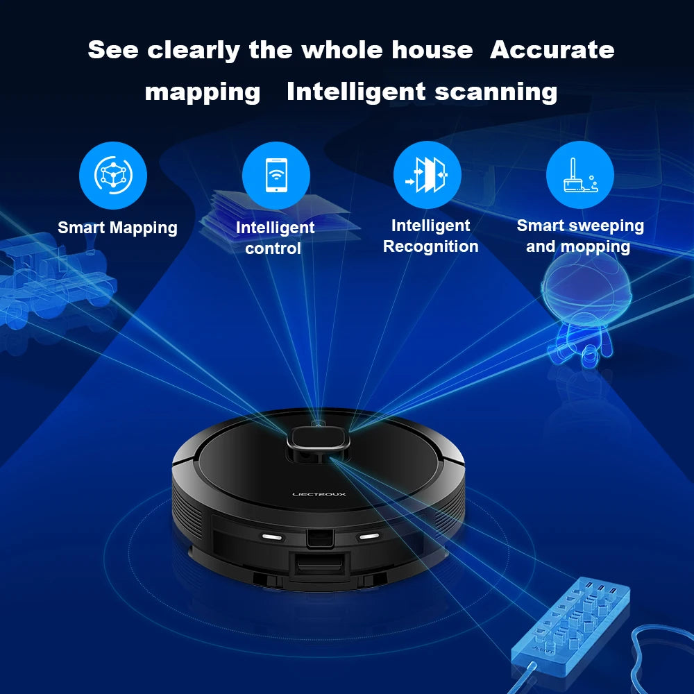 Liectroux G7 LDS Robot Vacuum Cleaner &amp; Mop Combo,Self Empty,Laser Lidar,Multi-floor Map,6.5KPa,Smart Home Wet Dry Appliance