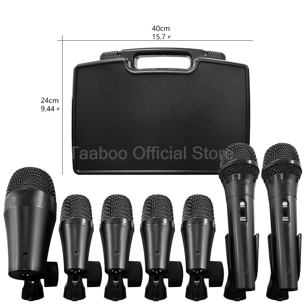 Multi Microphone Kits Professional Jazz Drum Dynamic Mic Sound Recording Wired Microphone Set for Stage Bar Band Performance