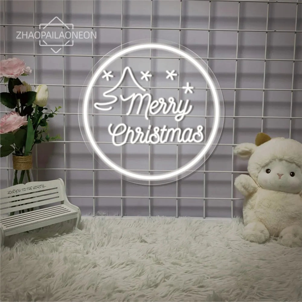 Happy New Year Neon Lights Christmas Decoration 2025 Merry Christmas Home Decoration Bedroom Neon Led Sign  Wall Decor Wedding