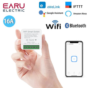 eWeLink 16A 2 Way Mini WiFi Smart Switch Breaker Module Voice Wireless Control for Smart Home eWeLink App Alexa Google Home - Stereotech