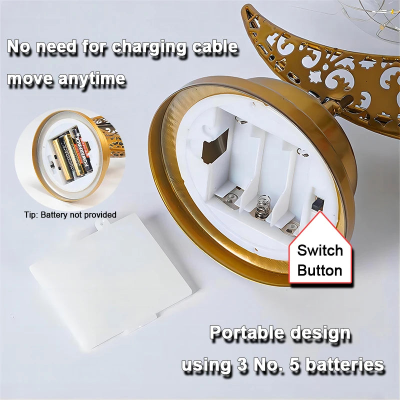 Eid Mubarak Star Moon Light Bedroom LED Table Lamp Muslim Ramanda Festival Night Light Christmas Atmosphere Party Wedding Light