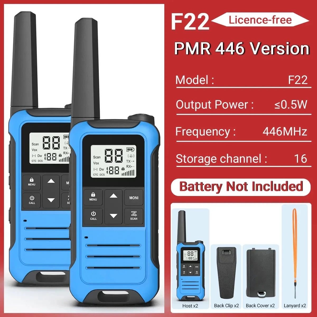 2PCS Baofeng F22 PMR FRS Mini Walkie Talkie Waterproof Type-C Licence-free NOAA Portable Two Way Ham Radio for Hunting