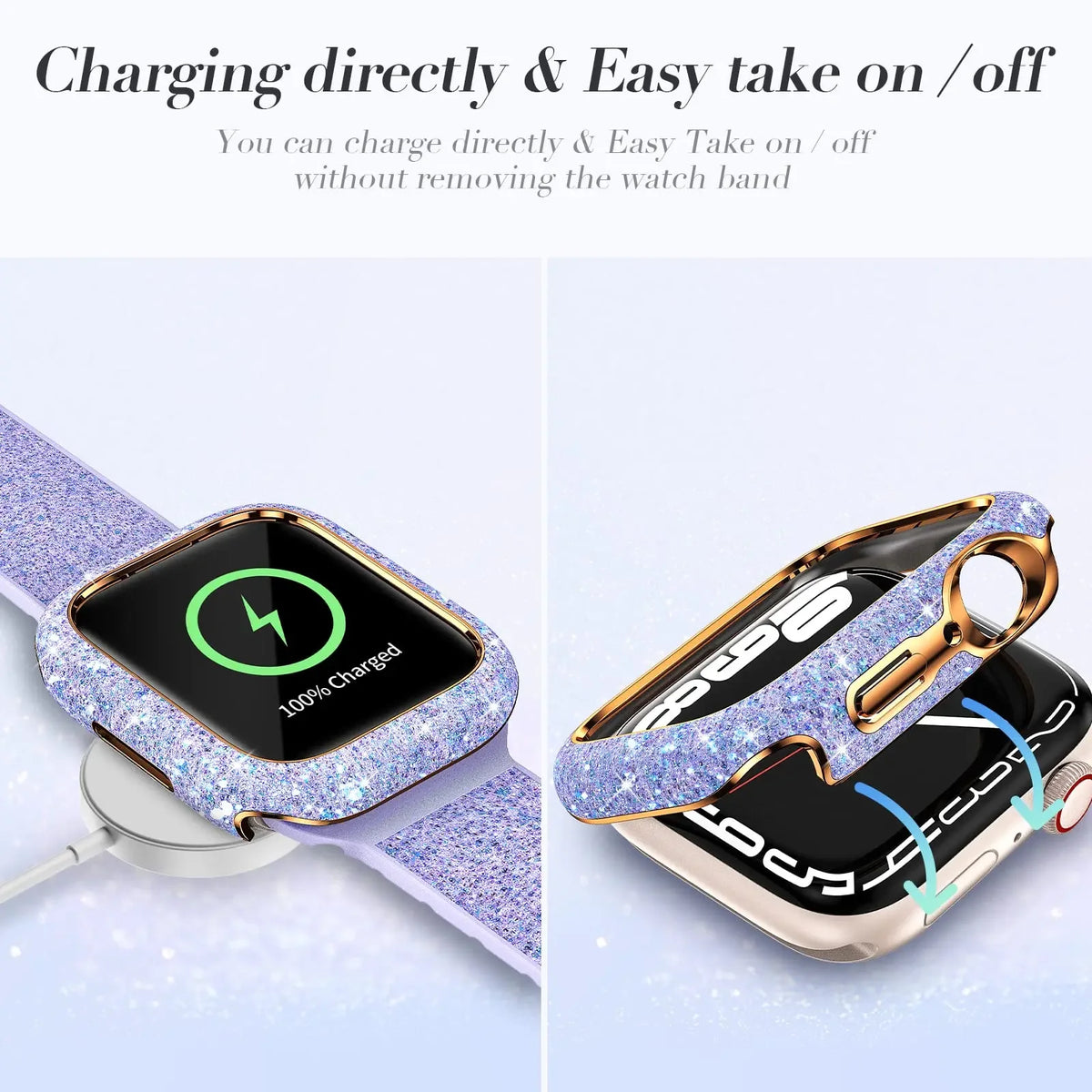 Diamond Cover for Apple Watch Case 45mm 41mm 44mm 40mm Bling Bumper Screen Protector for Apple Watch Series 9 8 7 4 5 6 Se - Stereotech