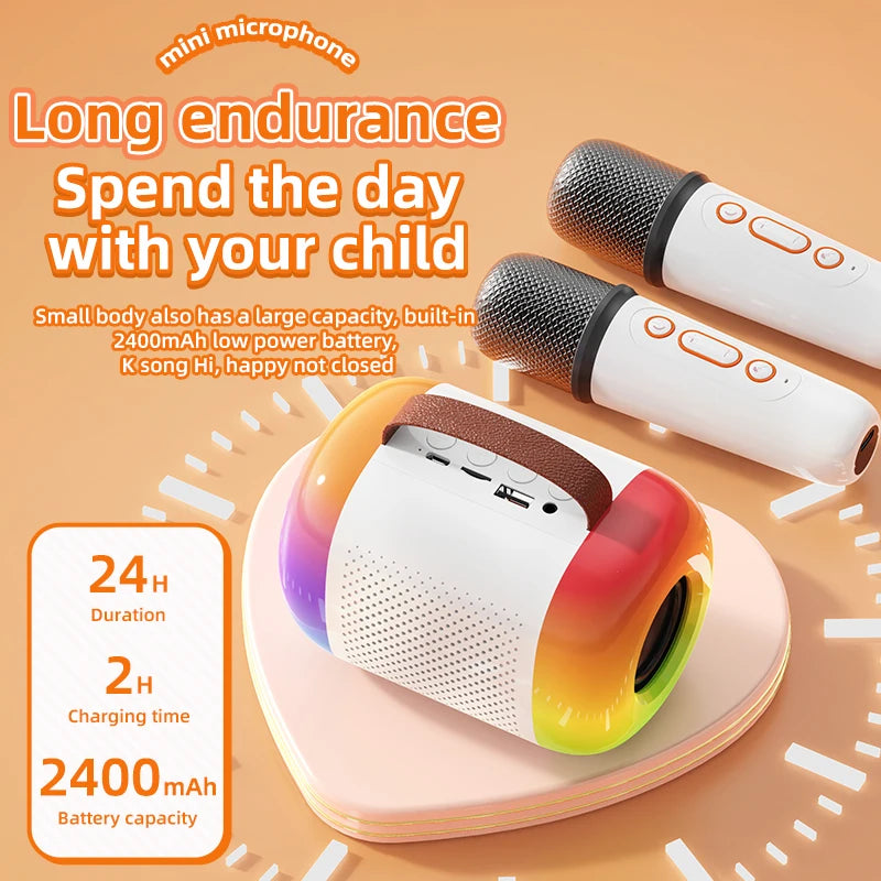 Y5 Karaoke Machine Portable Bluetooth 5.3 PA Speaker System with 1-2 Wireless Microphones Home Family Singing Children&#39;s Gifts