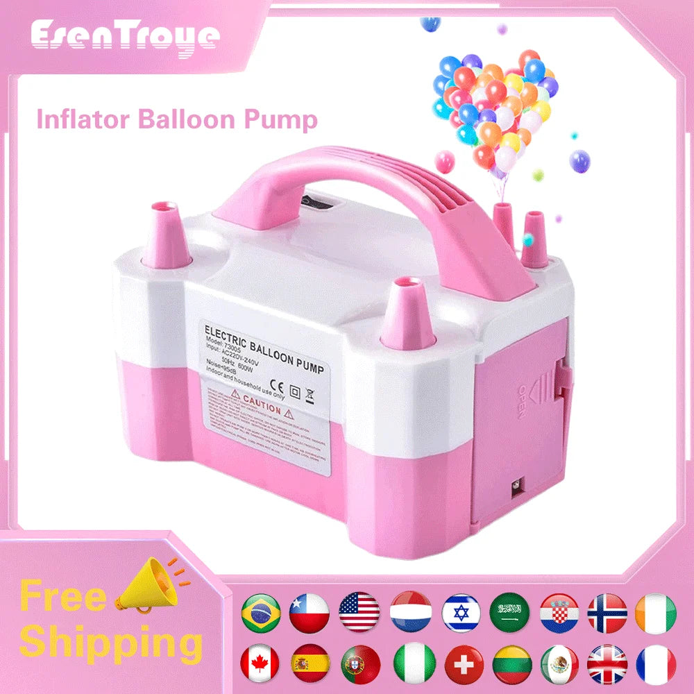 High-voltage Double-hole AC Portable Electric Balloon Pump US-Plug EU-Plug 110V/220V Balloon Air Pump Inflator For Party Wedding