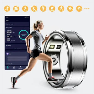 Smart Ring Multifunctional Step Health Tracker Heart Rate Blood Oxygen Monitor Waterproof Men Women Sleep Fitness Titanium Steel