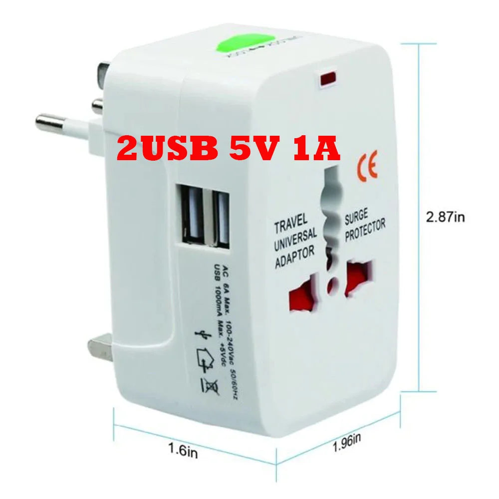 Universal 1A 2.1A Dual USB travel Adapter plug EU US AU UK Multifunction Convert Plug Adaptor Fused 2 USB Charger White Black