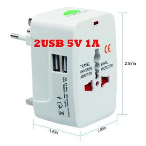 Universal 1A 2.1A Dual USB travel Adapter plug EU US AU UK Multifunction Convert Plug Adaptor Fused 2 USB Charger White Black