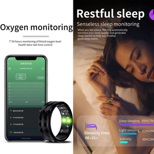 R12M Smart Ring Men Women For Android IOS Fitness Tracker Health Finger Ring Blood Oxygen Monitor IP68 Waterproof Fashion Ring