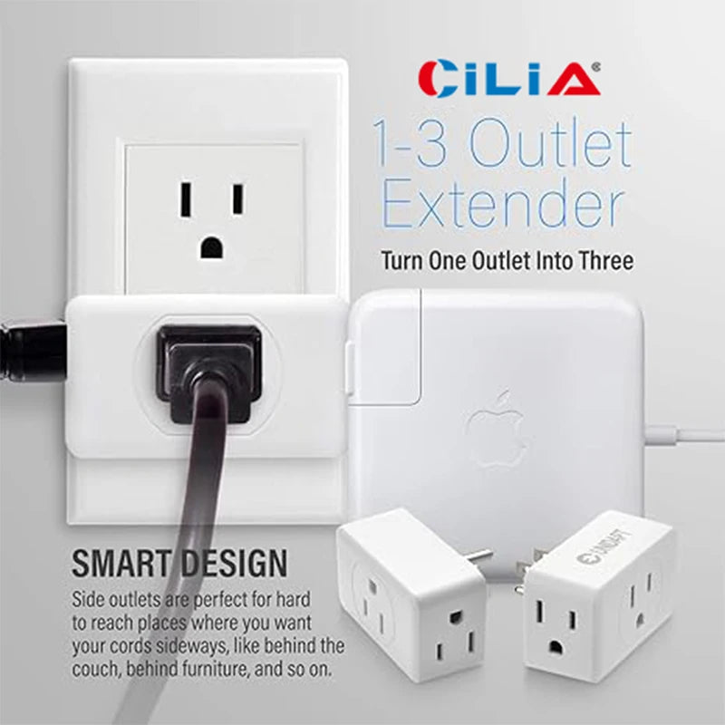 Multi-Plug Outlet Extender, 3-Outlet Wall Adapter, Multi-Socket Splitter, Grounded Wall Tap Power Plug Extender, Essenti