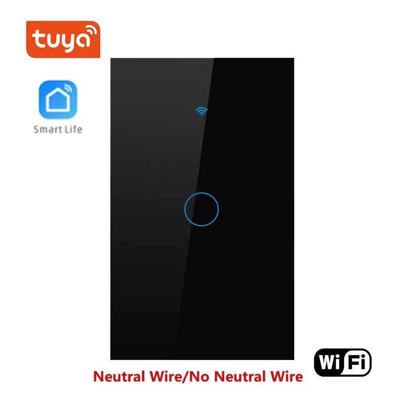 Tuya Smart Switches US Neutral Wire/No Neutral Wire Required Light WiFi Touch Switch 1/2/3/4 Gang Via Alexa Google Home Alice