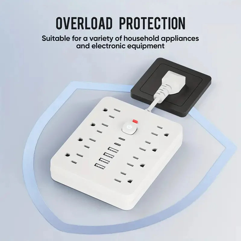 Xiaomi Multi-function Power Strip 14 in 1 Socket Travel Wall Plug 8 Sockets 4 USB 2 Type-C Ports US Power Socket 1.5M 3M