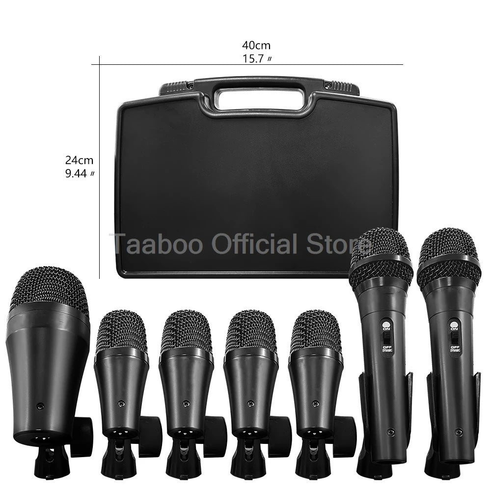 Multi Microphone Kits Professional Jazz Drum Dynamic Mic Sound Recording Wired Microphone Set for Stage Bar Band Performance